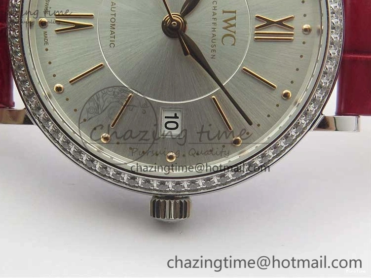 MIROTIME 0215 Portofino Automatic 37 SS M+F 1:1 Best Edition Silver Dial RG Markers on Red Crocodile Strap A Reliable 7154